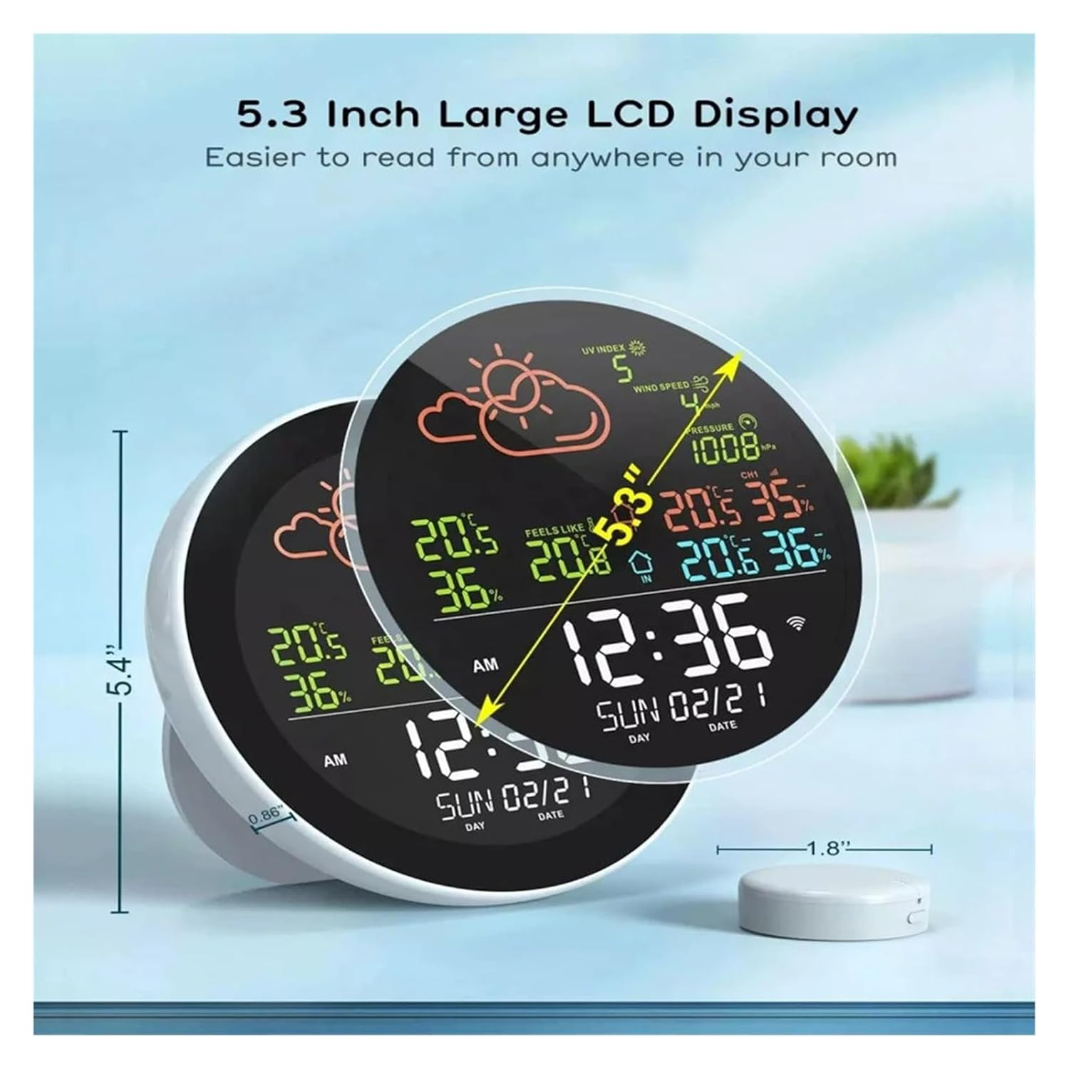 Wifi Smart Weather Station Digital Thermometer Hygrometer Forecast Sensor Indoor/Outdoor Temperature Humidity Meter