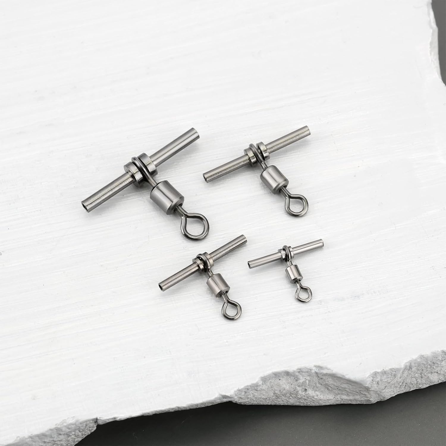 LT Easiyl 40Pcs Fishing Cross Line Crimp Swivels, 3-Way T-Shape Brass Fishing Swivels for Rigs Freshwater Saltwater (Size 3# 5# 7# 10#) image number 1