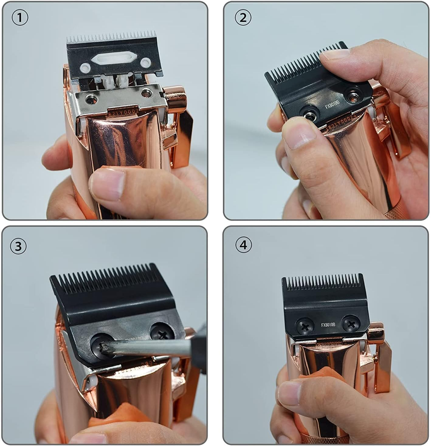 Replacement Blades for Babylisspro Barberology Replacement Blades for Hair Trimmer Compatible with FX870/FXF880/FX810/FX825/FX673N (Grey)