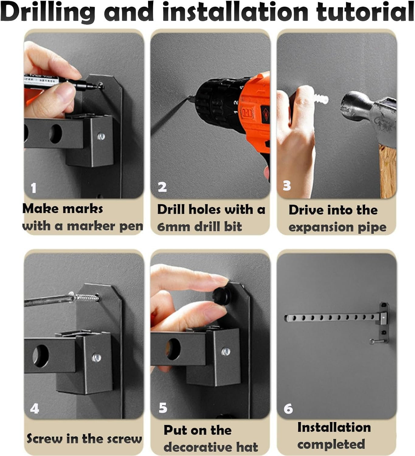 REGODI Foldable Wall Mounted Drying Rack for Laundry - Space Saving Clothes Hanger, Coat & Clothing Dryer, Heavy Duty & Easy Install, Dark Grey image number 1