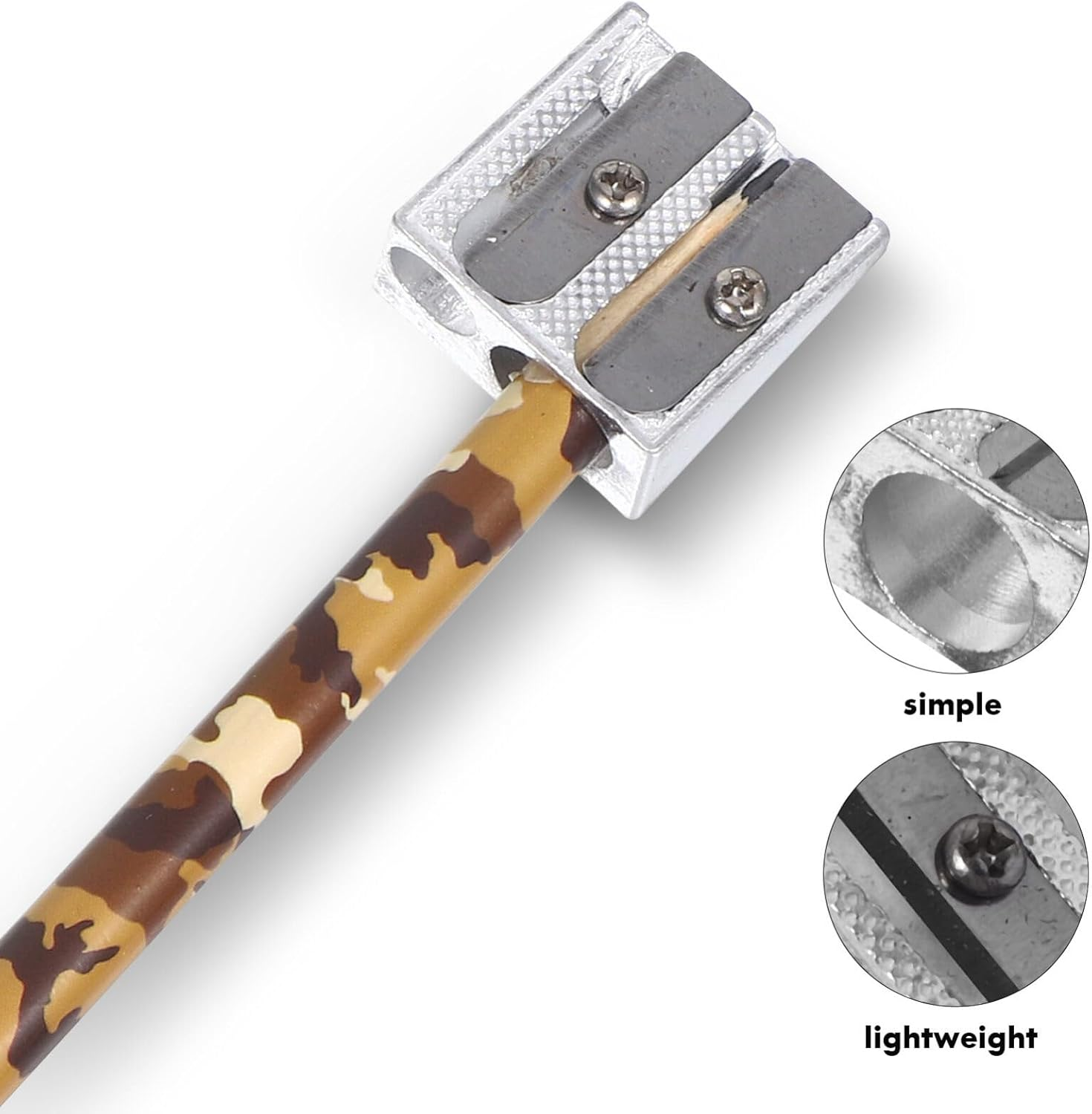 SEWACC 12Pcs Aluminum Alloy Manual Pencil Sharpeners Double Handheld Design for School Office Supplies and Stylish with Thickness for Smooth Sharpening Effect image number 3