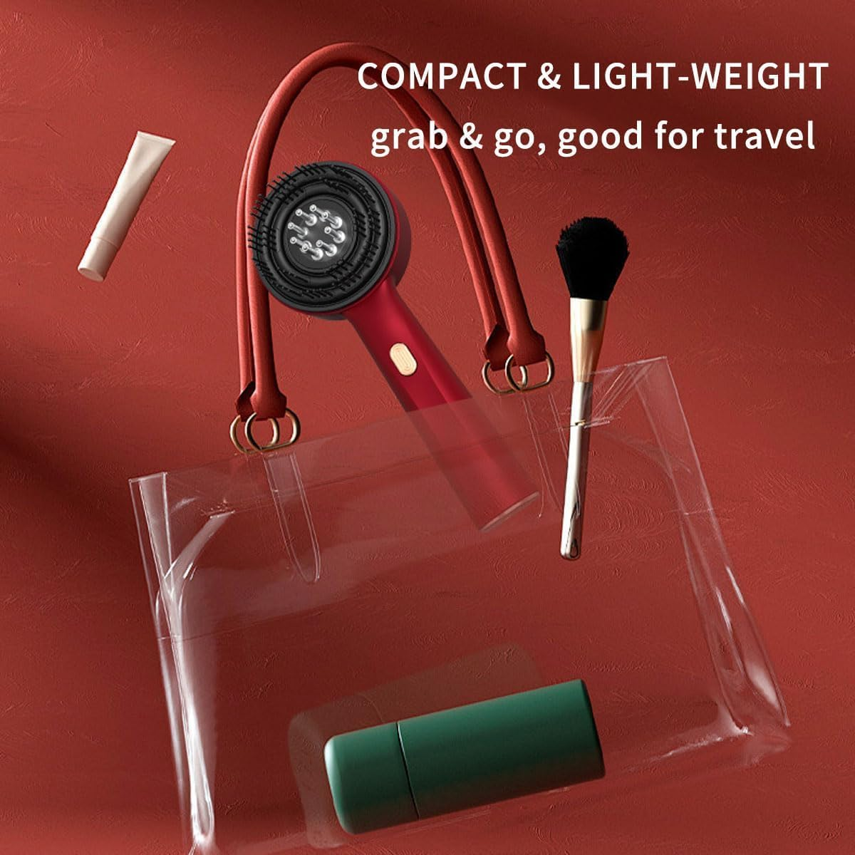 Multi-Functional Red Hair Brush, Cordless Electric Shiatsu Hair Brush, Deep Scalp Massage Comb for Muscle Relax image number 3