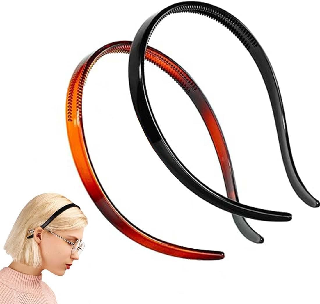 DWFEYOI Pack of 2 Plastic Headbands with Teeth Thin DIY Hair Bands Headbands for Women Girls, White Hair Band Women, Hair Band Women image number 2