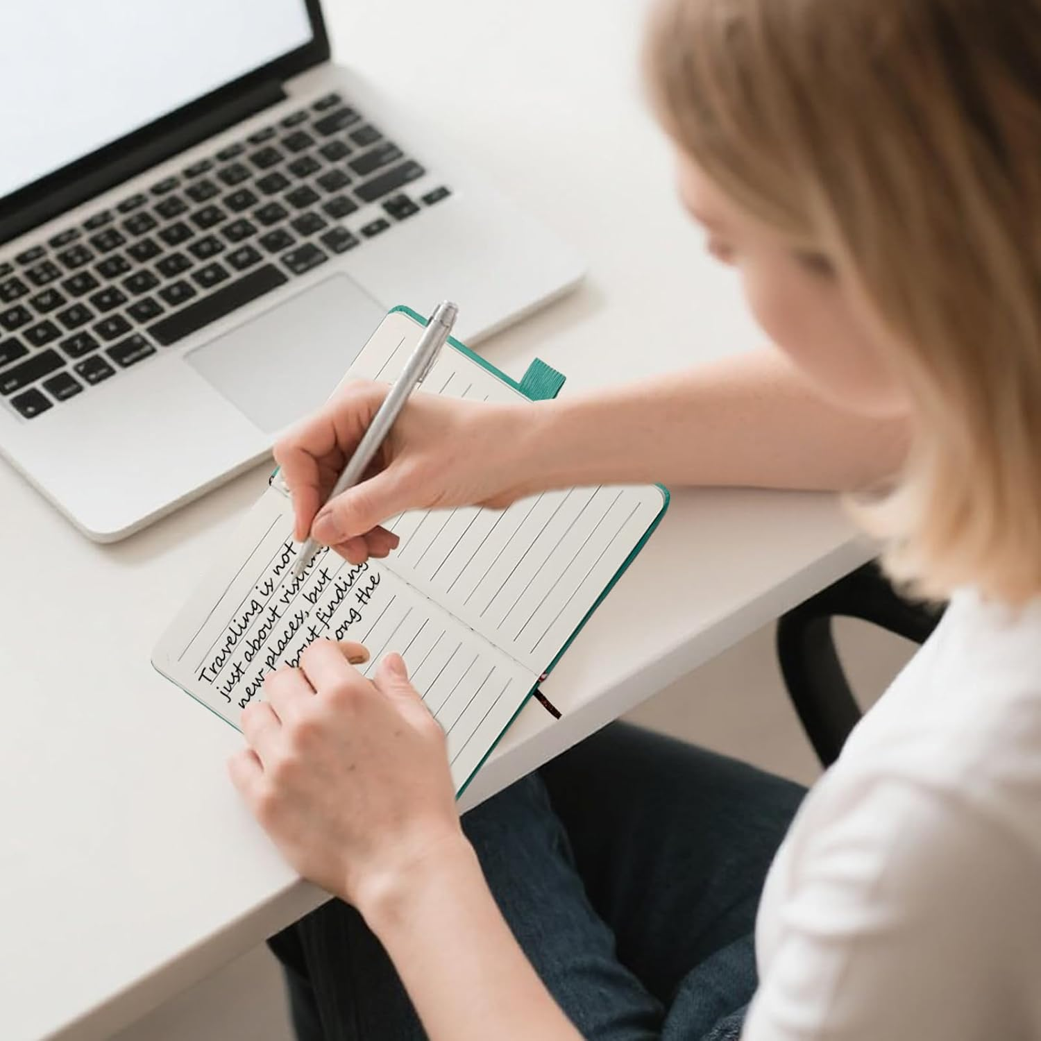 ZOHEA 5 PCS A6 Diary Book，Pu Leather Cover Journal Notebook Portable，Travel Journal with Elastic Band and Pen Loop, Travel Notepad Mini Pocket Notebook for Office，School，Travel (5 Colors) image number 6