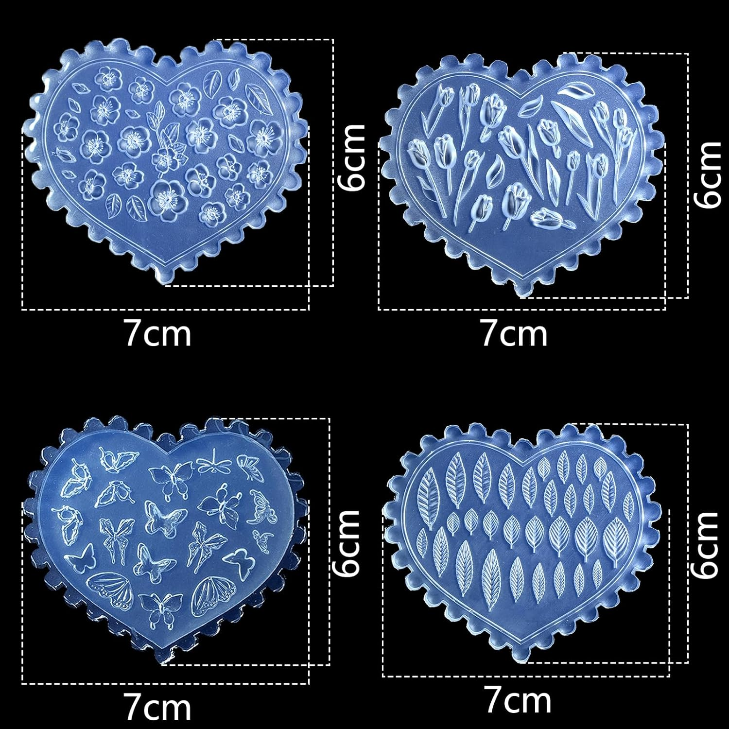 Polymer Clay Molds - 4 Pcs Silicone Molds, Flower，Butterfly,Rose & Leaf Air Dry Molds, Reusable High-Temp Jewelry Making Molds for Earrings with Polymer Clay Cutters image number 6