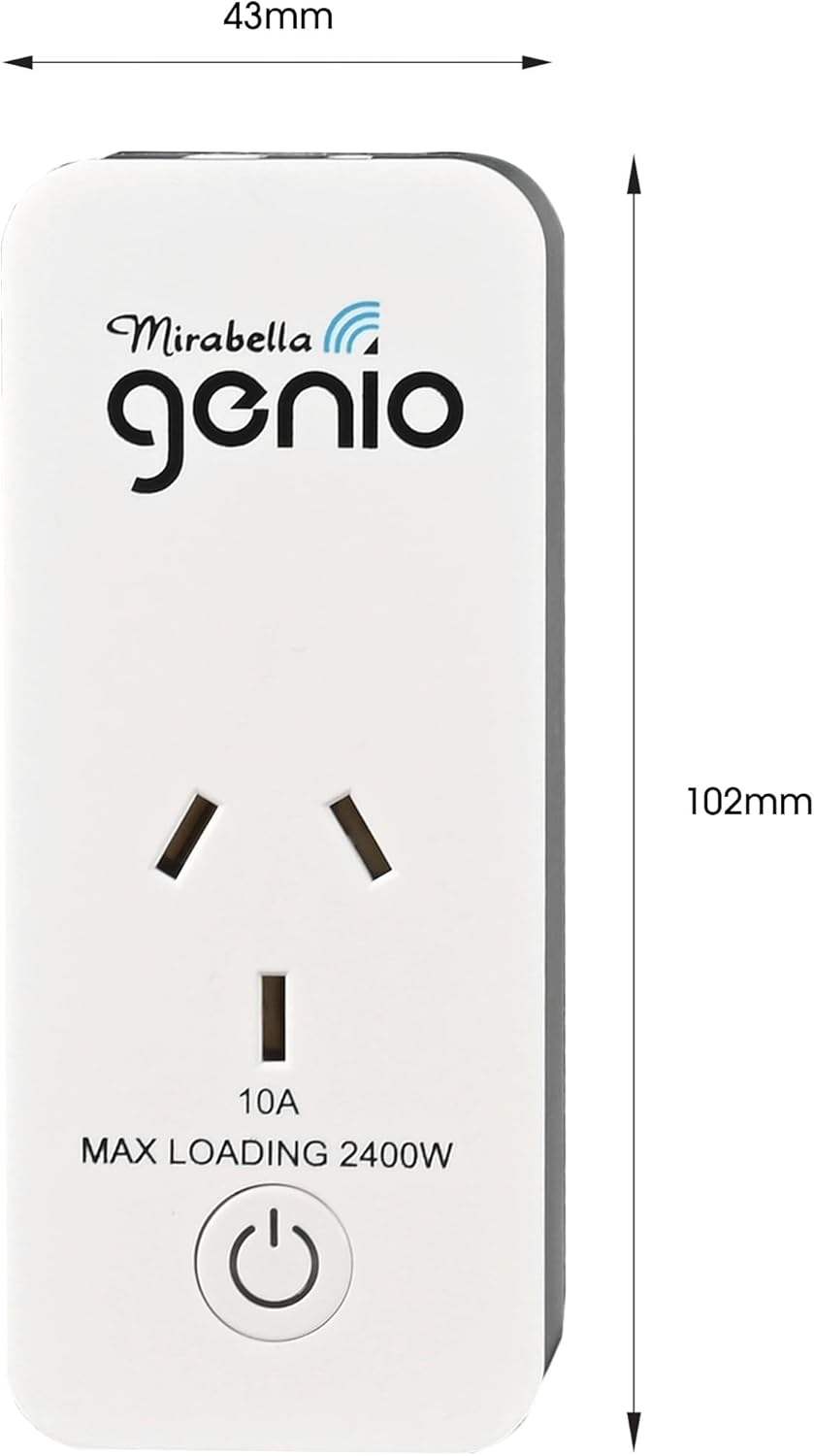 Mirabella Genio Wi-Fi Power Plug with USB-A & USB-C Port Includes Timer & Scheduler Function (10A) image number 1