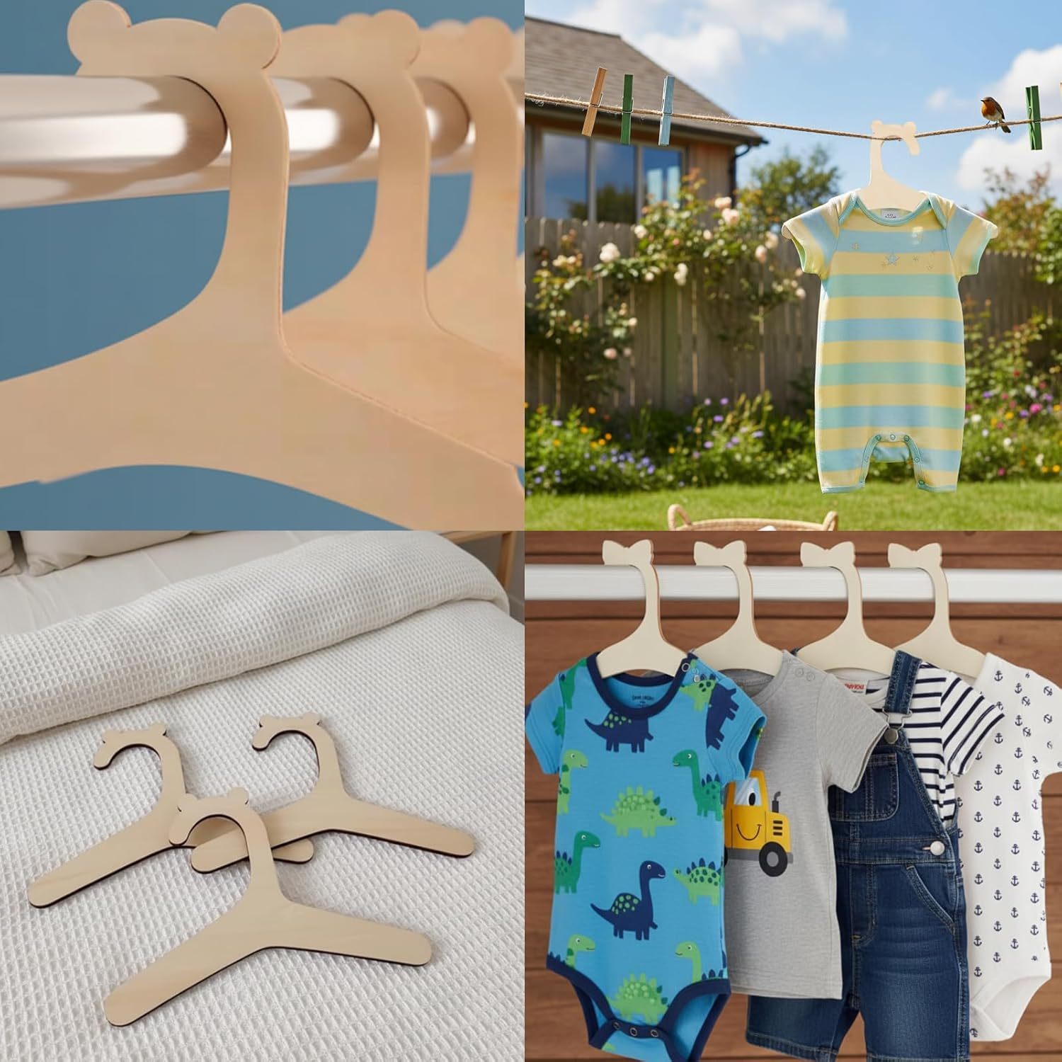 Baby Hangers, 10 Pack Small Clothes Hangers for Baby Wardrobe Organization, 22.8 X 12.1 Cm Toddler Coat Hangers, Ideal for Newborn to 24 Months Clothing Storage