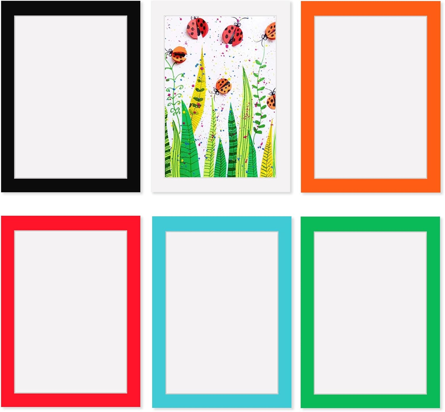 21 X 30 CM Picture Frame Set of 6,Stick-On Frames for Kid'S A4 Watercolour,Simple Paperboard Photos Display for Wall Mounting,Multi-Colored Picture Frames Collage Wall Decor,Office Living Room Decor image number 2