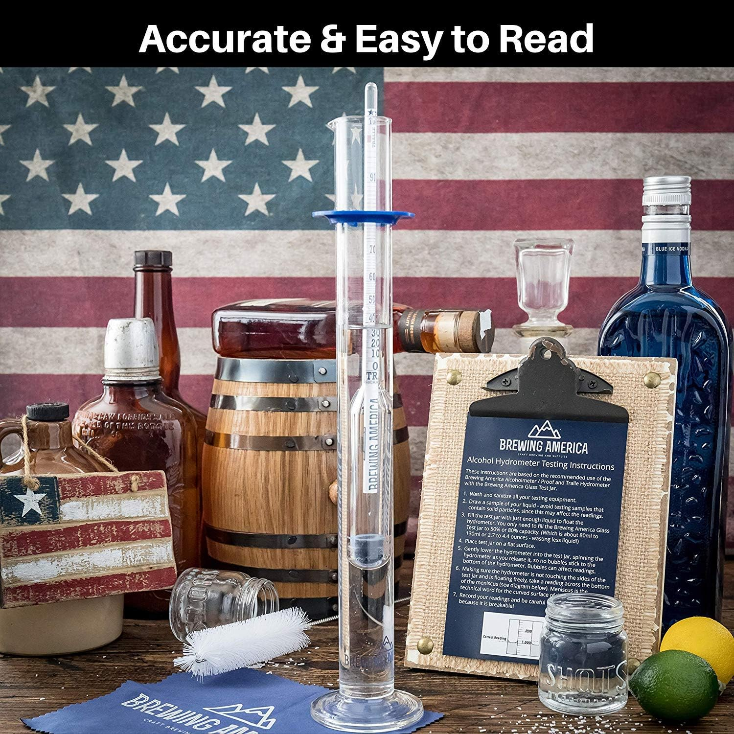 Alcohol Hydrometer Distilling Test Kit: Pro Series Traceable 0-200 Proof and Tralle Alcoholmeter Tester Set with Glass Jar image number 4