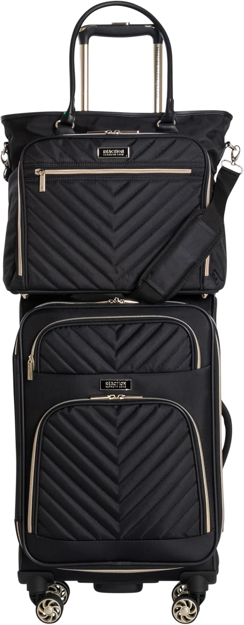 Kenneth Cole Reaction Chelsea 20" Polyester-Twill Expandable, Black, 4 Underseater, Kenneth Cole Reaction Women'S Chelsea Luggage Chevron Softside 8-Wheel Spinner Expandable Suitcase image number 2