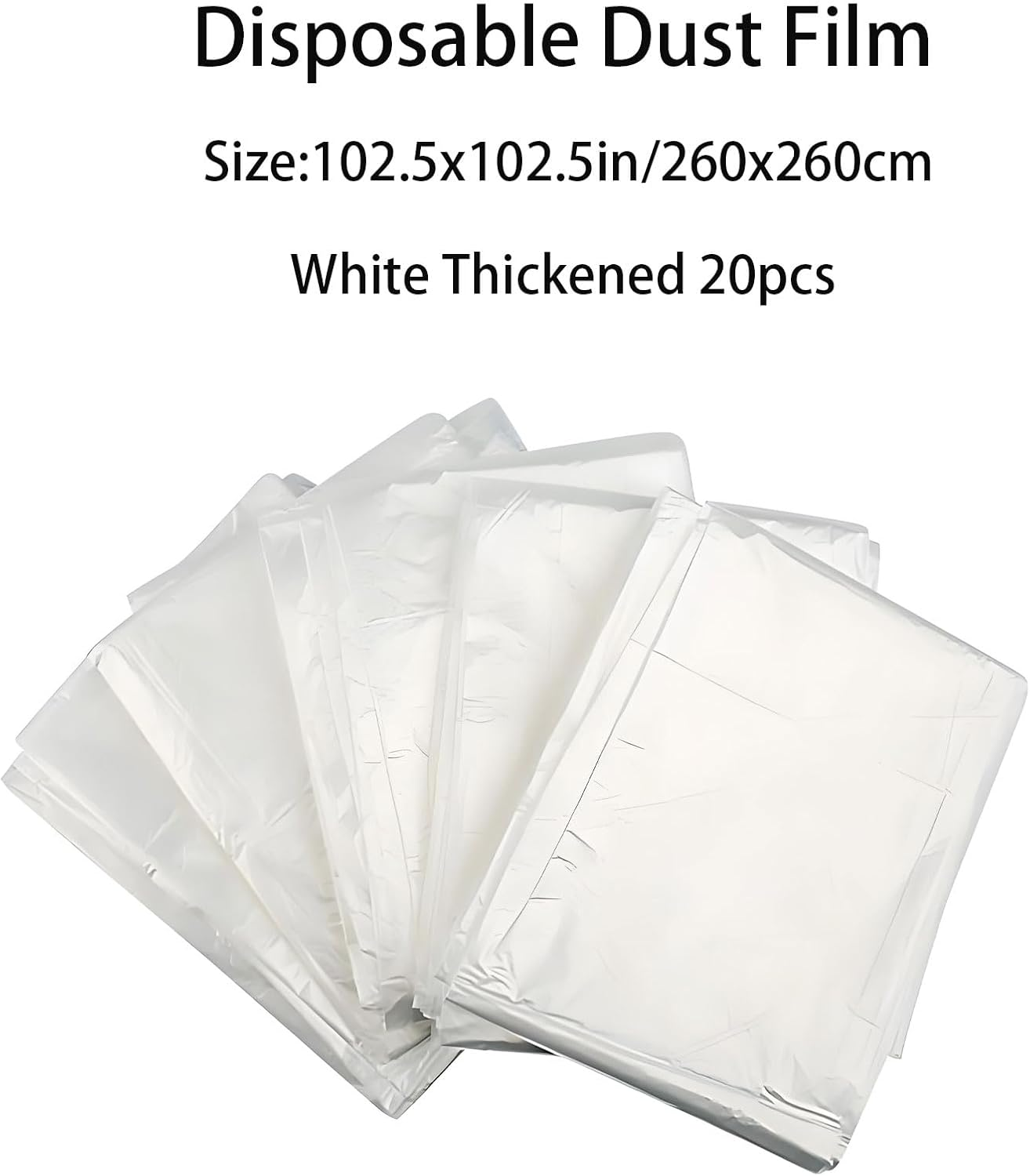 RUIFEN Disposable Furniture Dust Cover, 8.5Ft X 8.5Ft Plastic Film, 20 Sheets per Pack, for Home Decor, Sofa Bed Mattress Protector, Waterproof Transparent Dust Cover image number 4