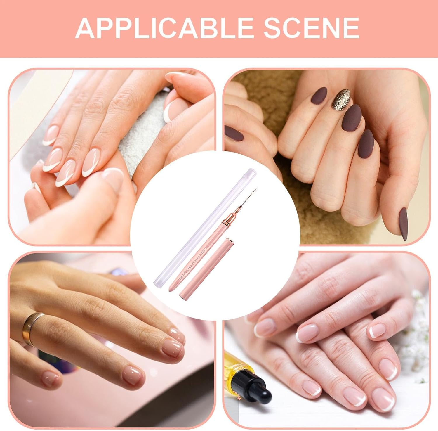 Liner Brushes - French Tip Brush,Elegant Nail Pen Set with Comfortable Handles Easy to Use Professional Liner Tools image number 2