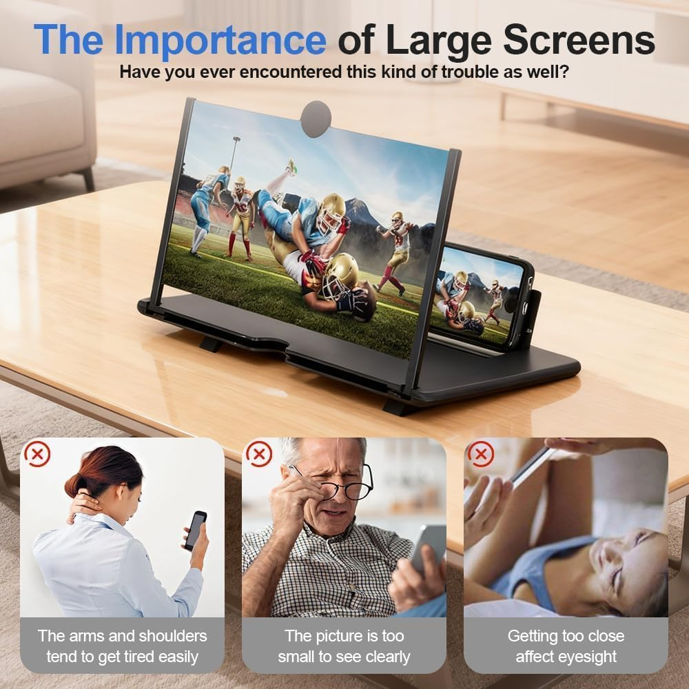 T Tersely 2026 Upgraded Big Screen Phone Magnifier, Ultra HD Screen Amplifier with Foldable Stand, Portable Mobile Phone Projector for Movies, Gaming, Compatible with All Smartphones (16 Inch) image number 2