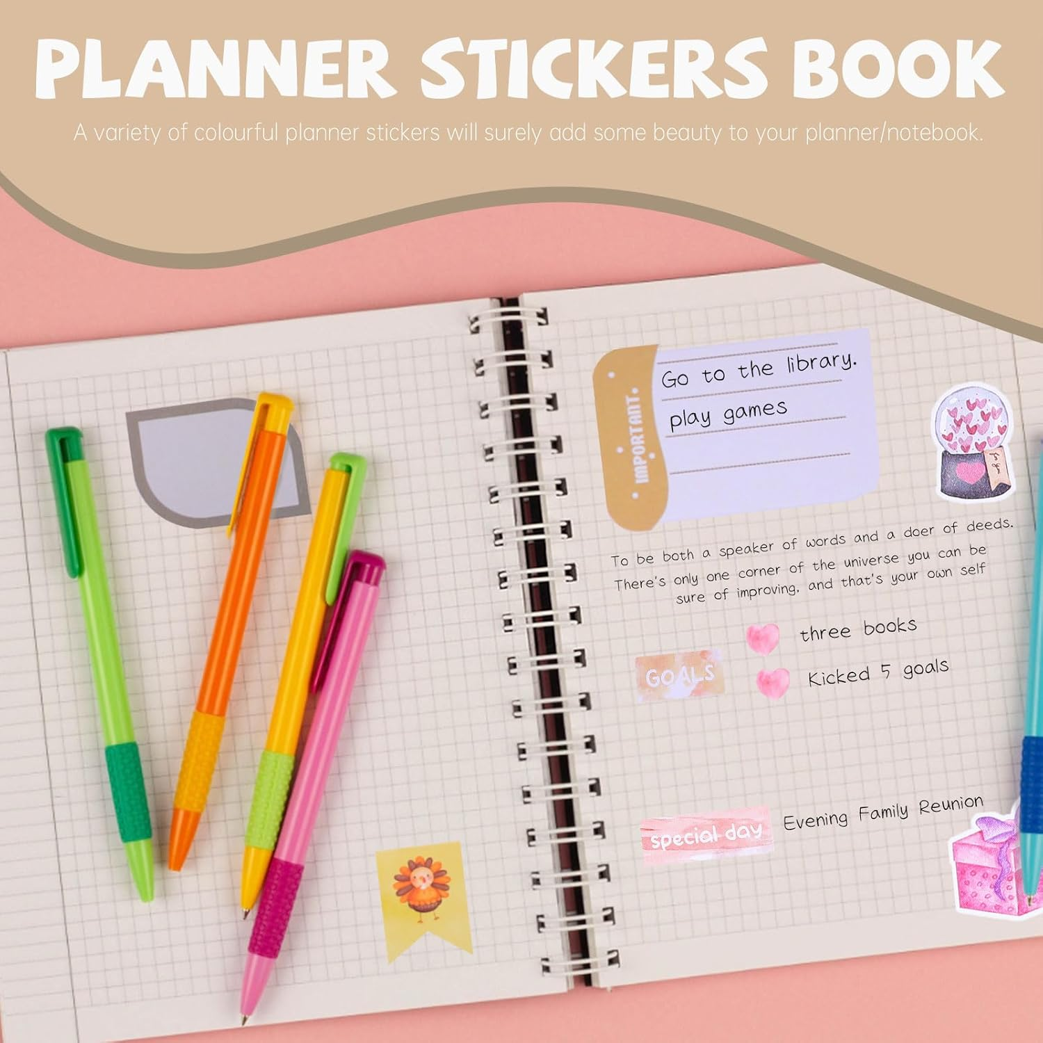 24 Sheets Boho Budget Planner Stickers for Calendars and Planners - Month Stickers (Watercolour) image number 1