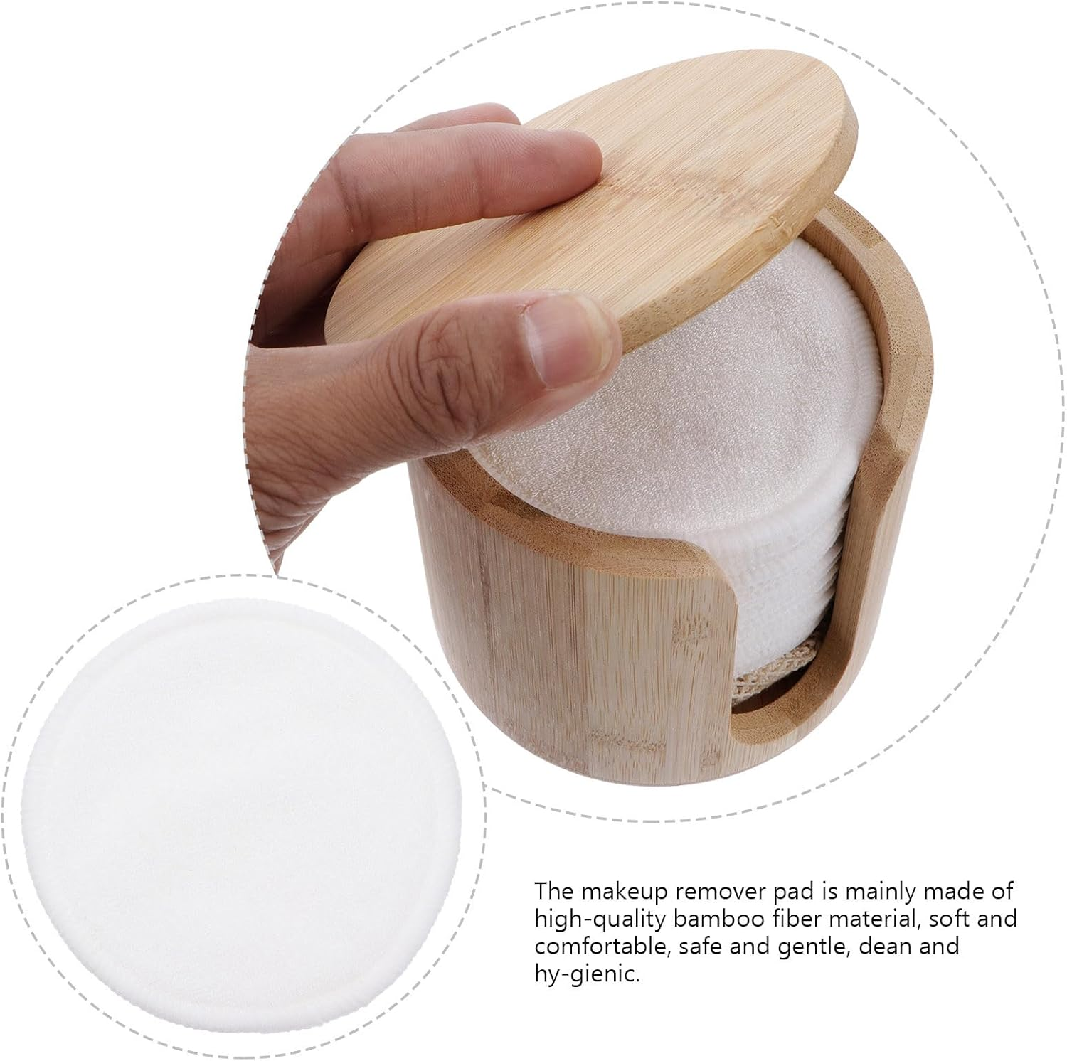 TOVINANNA Reusable Bamboo Fiber Makeup Remover Pads Set, Deep Cleansing round Face Puff for All Skin Types, Soft Eco-Friendly Cotton Pads with Storage Jar, Washable Facial Cleaning Rounds for Makeup Removal image number 6