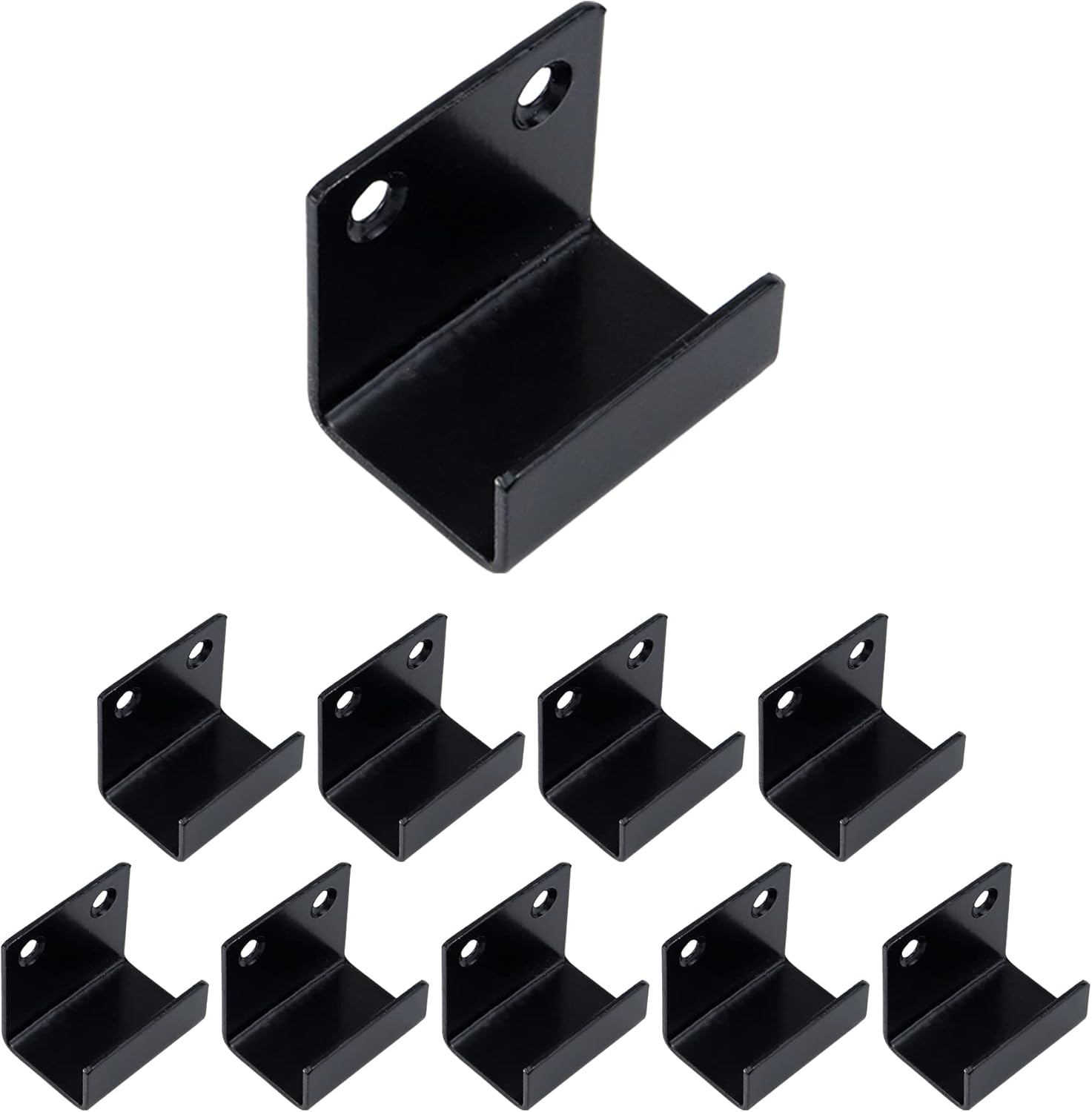 Coshar 10Pcs Tile Display Wall Hanger Thicken Stainless Steel Flat J Hook Hanger Billboard Hook Fastener - Black (Inner Width 25Mm) image number 2