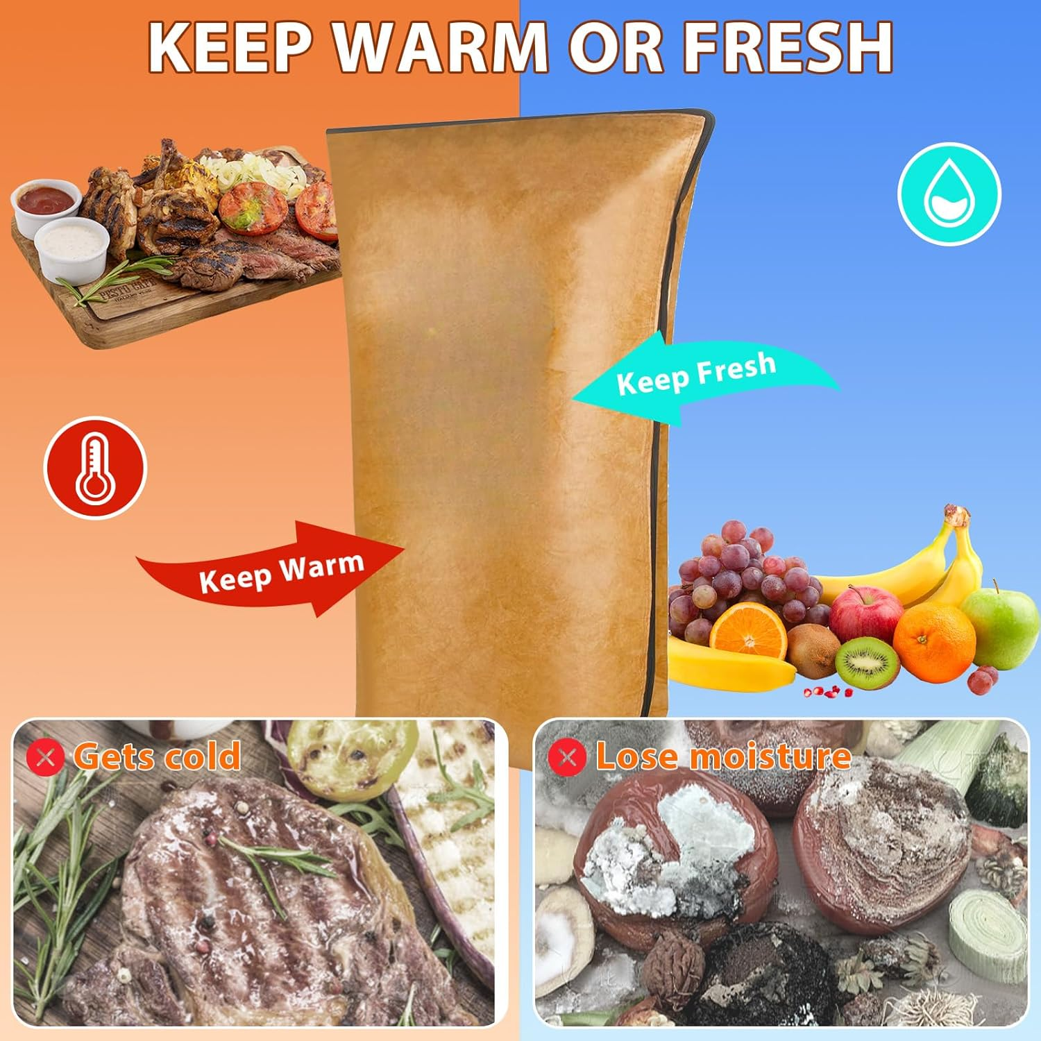 BBQ Blanket for Resting Meat, Insulated Brisket Blanket Meat Resting Bag for Smoking, Smoker BBQ Resting Blanket with Wide Mouth for Large Brisket/Beef, Cold and Heat Insulation Bag for Food (21 In) image number 3