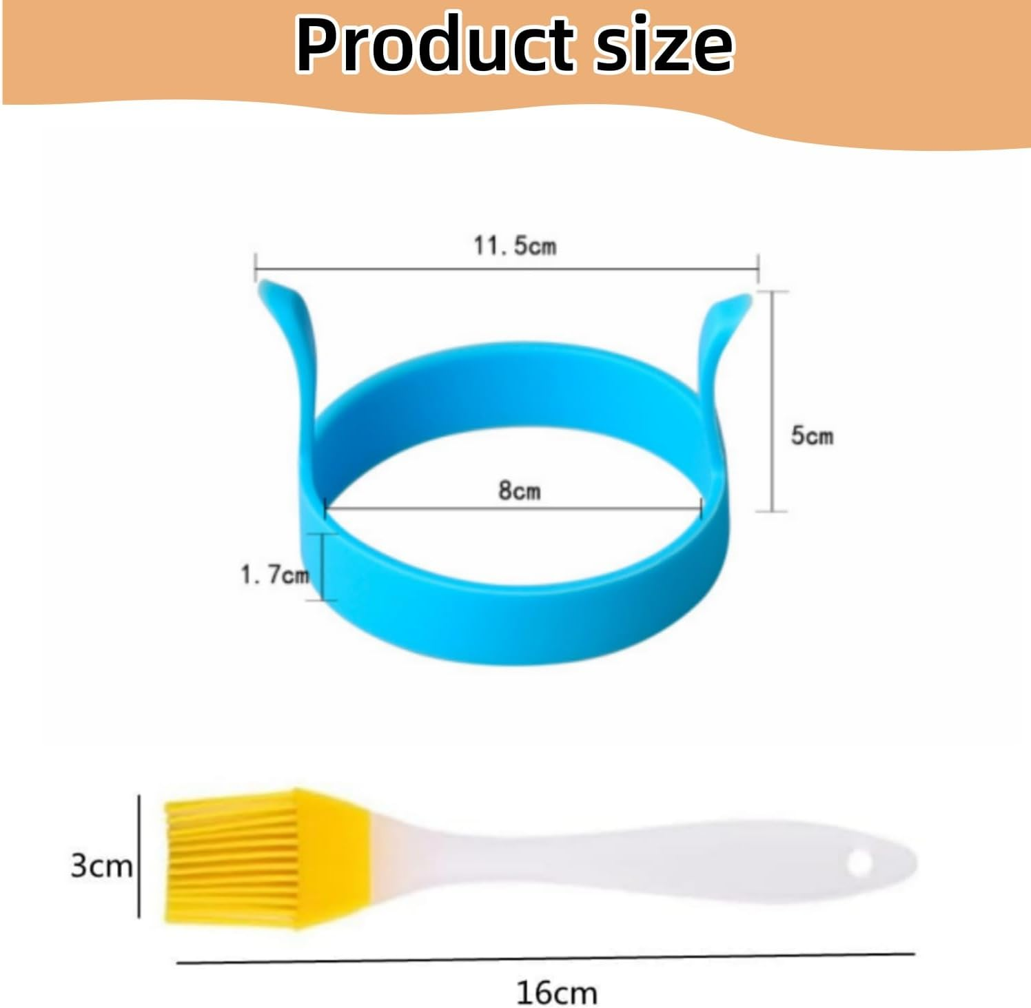 6Pcs Silicone Egg Ring Mold, Non Stick Fried Egg Mold round Egg Cooking Rings with Handle Heat Resistant Omelette Mould for Cooking and Frying,With2 Silicone Brushs image number 3