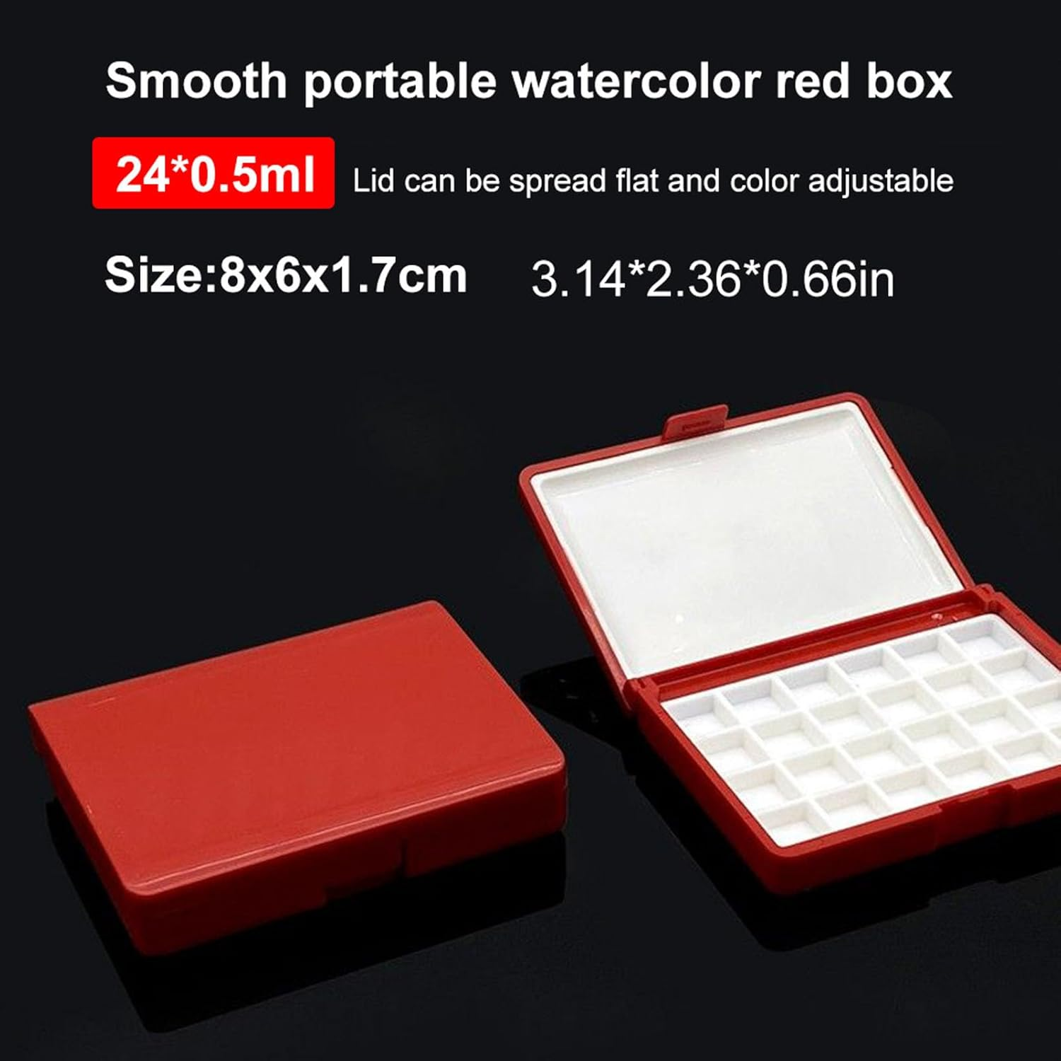 Omabeta 1PCS Watercolor Box with 24*0.5Ml Grids for Artists, 8*6*1.7Cm/3.14*2.36*0.66In Pocket Palette, Detachable and Easy to Clean for Beginners Traveling Artists Creating Art on the Go, Red image number 5
