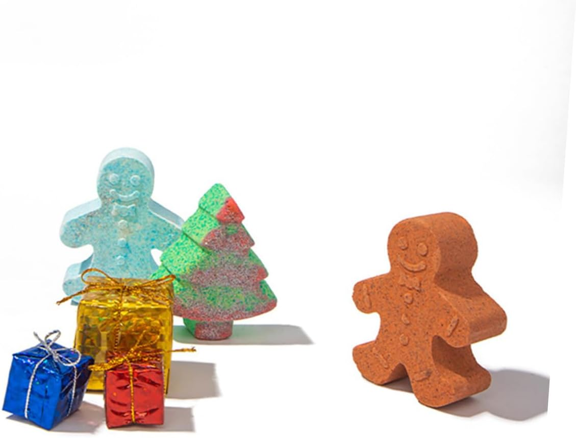 6Pcs Gingerbread Man Bath Salt Ball Christmas Carton Theme Natural Bathing Bombs Skin-Friendly Fragrance Bubble Bombs for Shower Bath