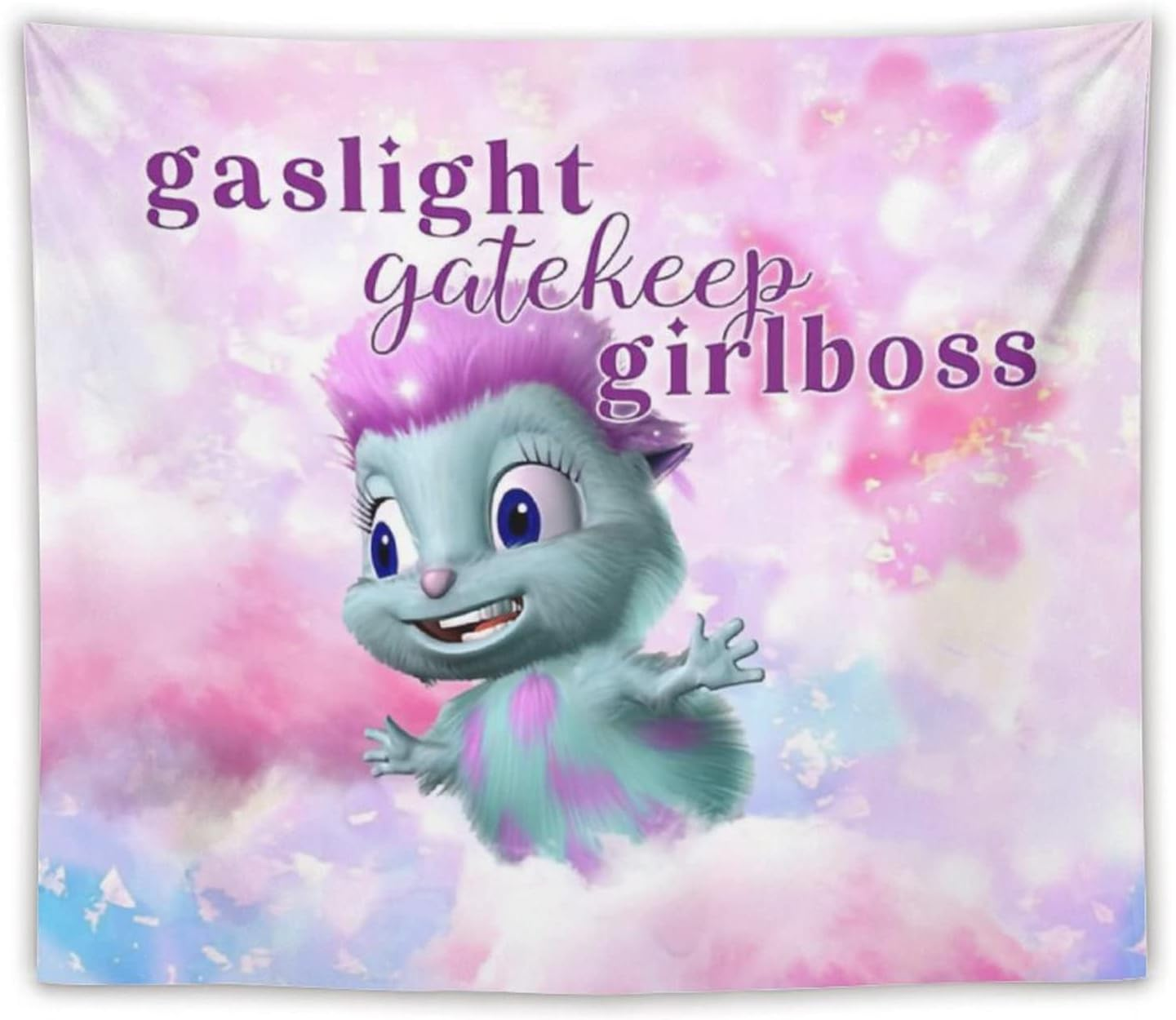 QGHOT Bibble Beliefs Happiness Gaslight Gatekeep Girlboss Funny Meme Tapestry, Wall Hanging for Bedroom Living Room College Dorm Party 60X50 Inches image number 1
