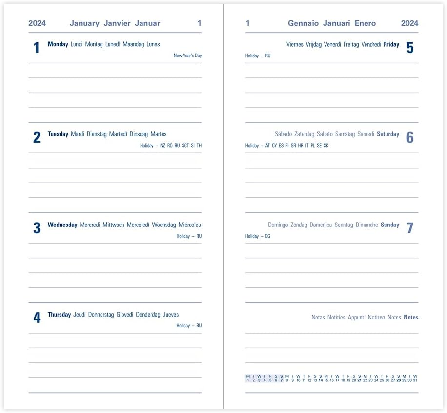 Letts of London Woodland Medium Pocket Week to View 2024 Diary, Pink image number 2