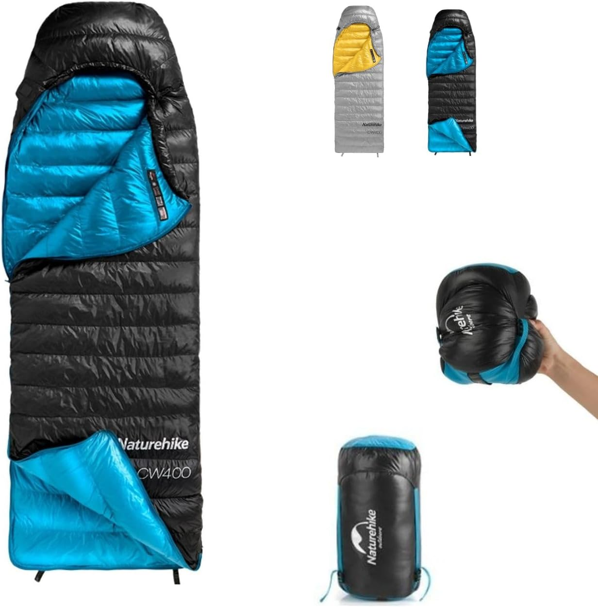 Naturehike Envelope Duck down 4 Season Sleeping Bags, 41℉ Lightweight Waterproof Camping Backpacking Sleeping Bag for Adults, Foot Zipper with Stuff Sack Included