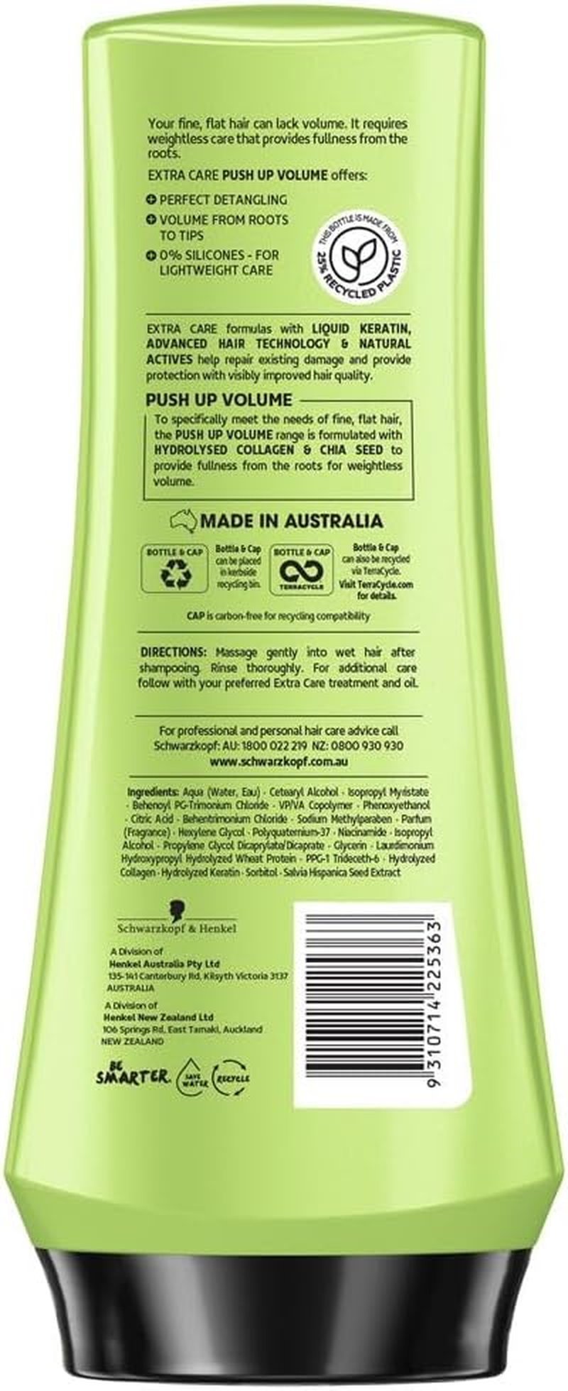 Schwarzkopf Extra Care Push up Volume Lifting Conditioner, Silicone Free, 400Ml image number 3