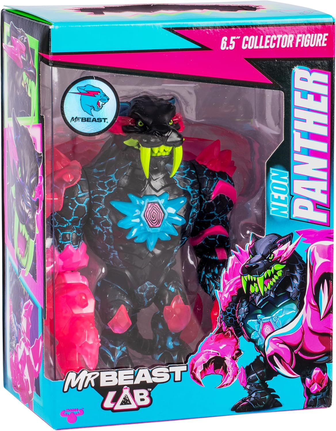 Mrbeast Lab Apex Beast Neon Panther Collector Figure, Standing at 6.5Inches/16.5Cm Tall, with Extreme Detailing, Premium Packaging, 13 Points of Articulation and Chomp Jaw image number 5