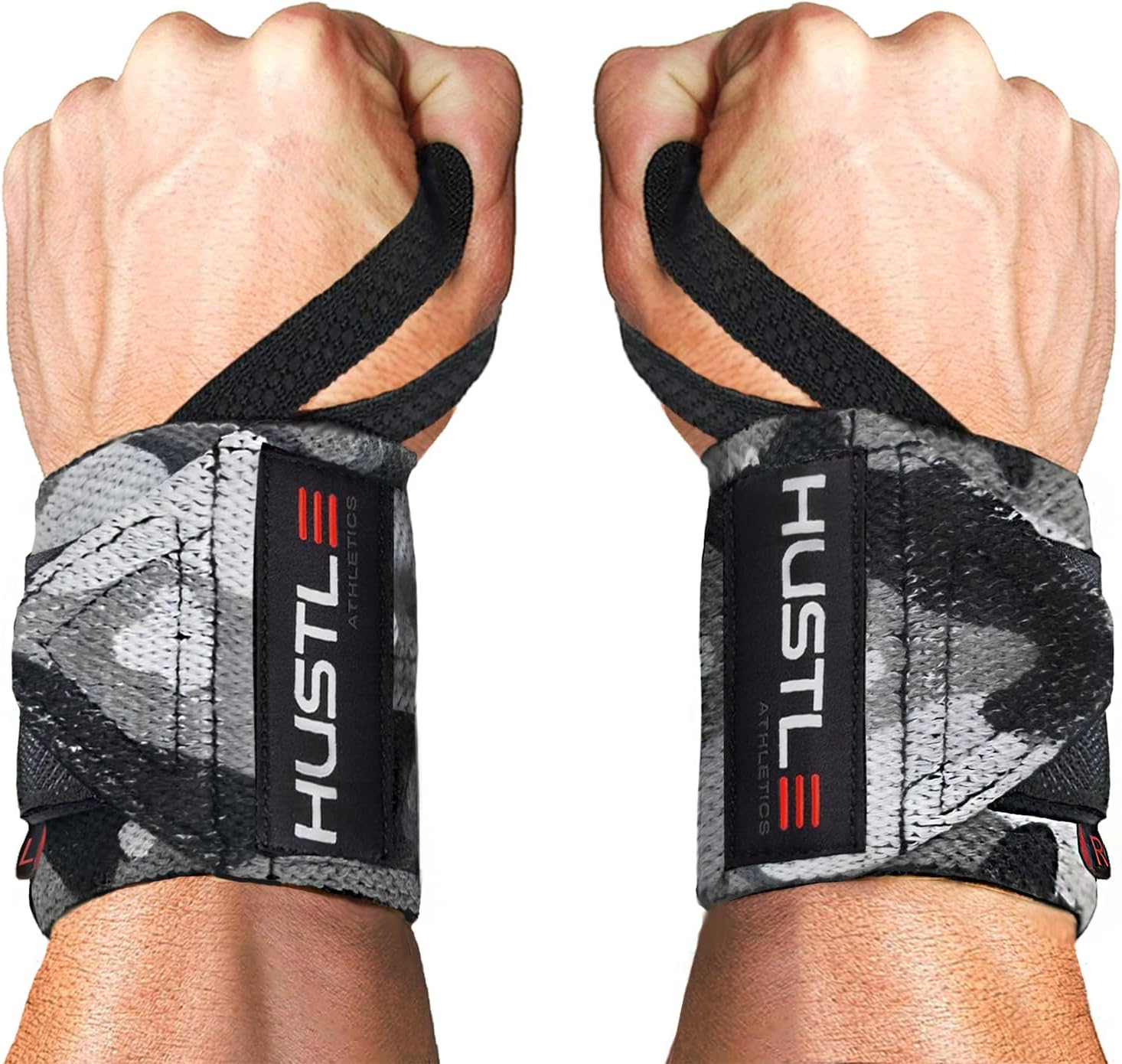 Hustle Athletics Wrist Wraps - Extra Support Weightlifting & Crossfit - Brace Your Wrists to Push Heavier, Avoid Injury & Improve Your Bench Press Instantly Men & Women