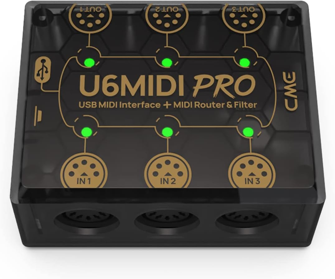 CME U6MIDI Pro - MIDI Interface with Router and Filter - Plug-And-Play USB MIDI for Computer - 3-In-3-Out MIDI with Merge, Split, Thru image number 3