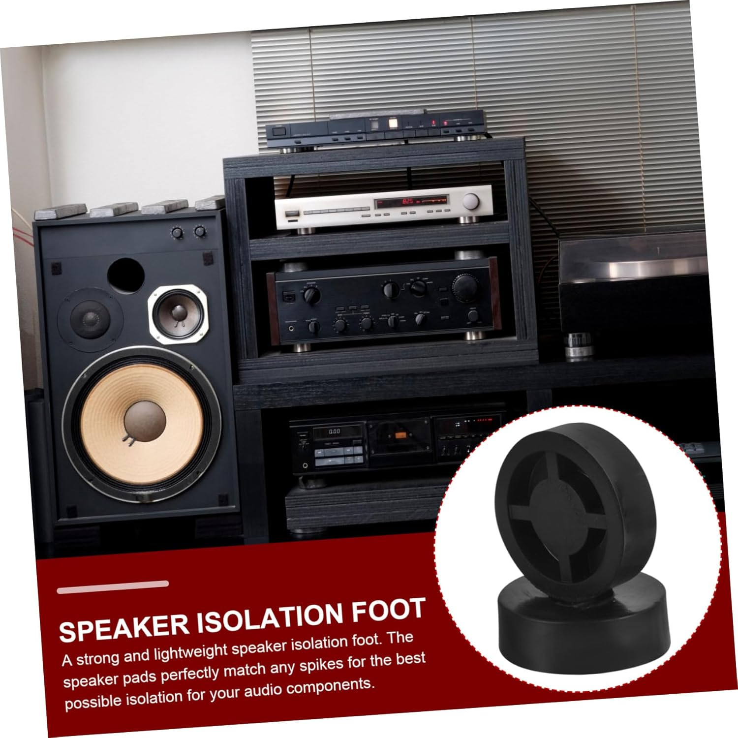COHEALI 4Pcs Speaker Isolation Pads and Rubber Feet Vibration Absorbers for Amplifier, Subwoofer, and Turntable Audio Equipment, Non-Slip 45X15Mm Isolation Feet for Home and Studio Use