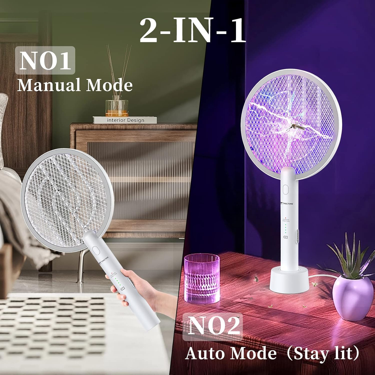 Electric Fly Swatter,4000V Electric Bug Killer with USB Charging 3 Layer Mesh Outdoor Indoor Fly Swatter Electric Zapper for Mosquitoes,Bees,Moths (White) image number 1