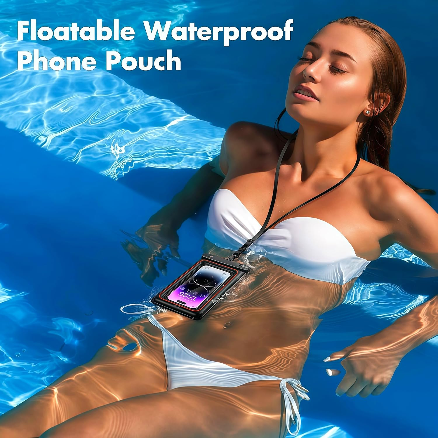 Waterproof Phone Case (7") - 1 Pack for Iphone 17/16/15/14/13/12/11 Pro Max Plus, Samsung Galaxy S24/S23 Ultra,Pixel- 30M/100Ft Deep Underwater Protection, Touch-Sensitive (Gray) - Green image number 5