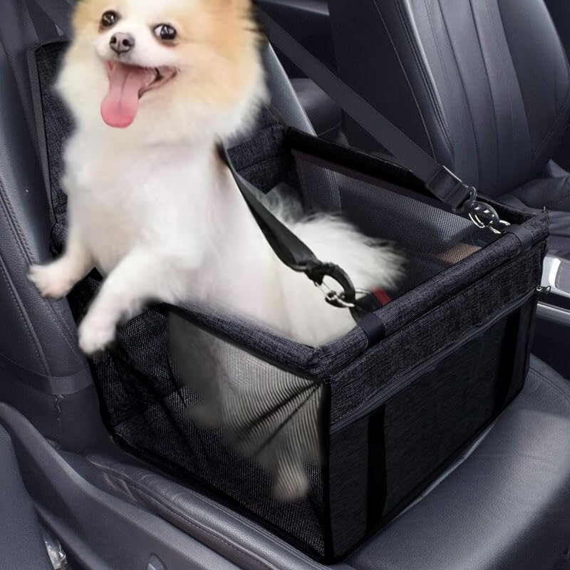 RUPEWA Dog Car Seat Covers Hard Bottom, for Car Back Seat Pet Car Seat Covers with Side Flaps & Dog Seat Belt, Scratchproof Pet Seat Cover for Cars, Trucks, Suvs, Black image number 2