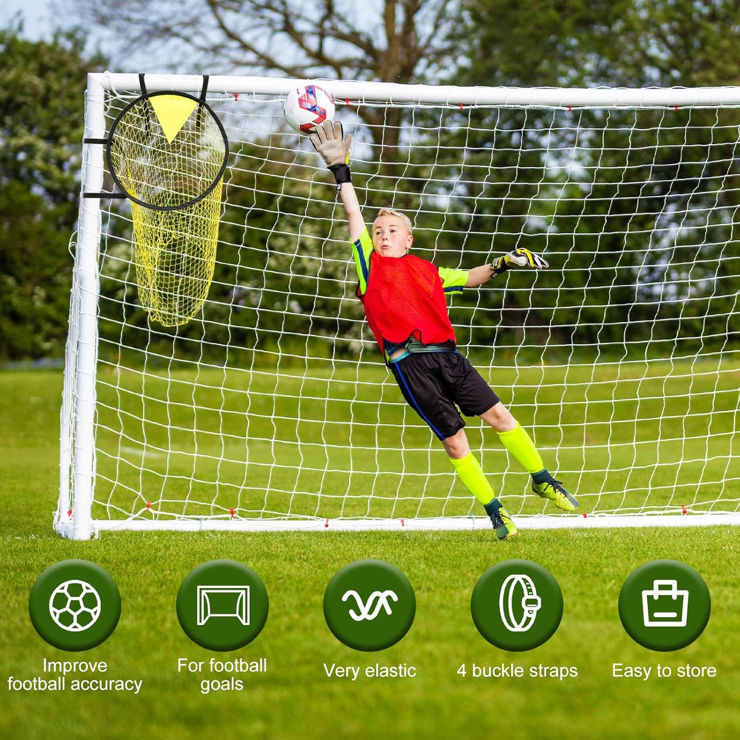 Top Bins Soccer Target Goal, Foldable Football Target Net, Easy to Attach and Detach to the Goal,Portable Football Training Net, Outdoor Football Throwing Target for Football Training Practice image number 6