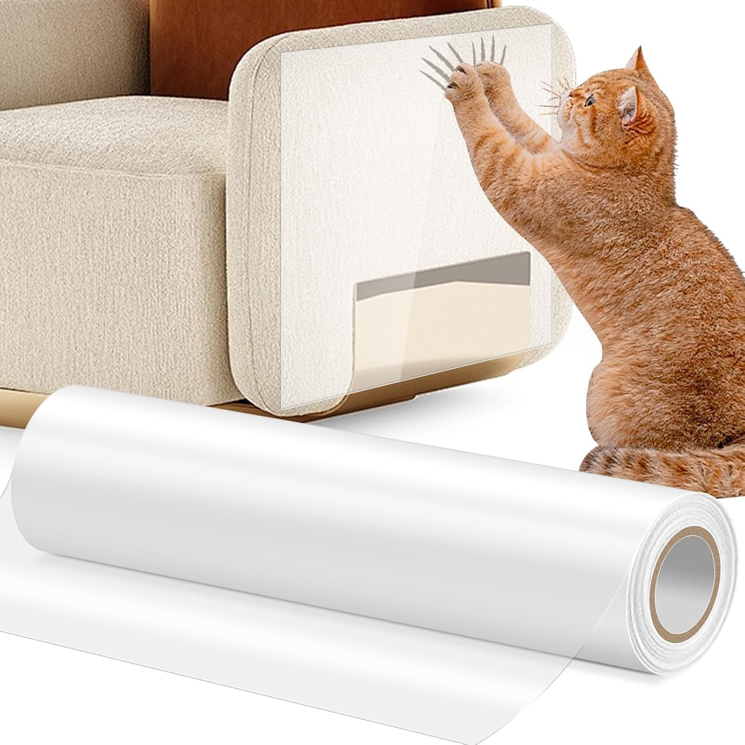 Rigidstone Scratch Protection Cat Tape, Sofa Transparent Scratch Protection Cat Scratch Protection 5 M X 30 Cm Scratch Film Self-Adhesive for Cats Furniture Couch Door Wall Scratch Repellent