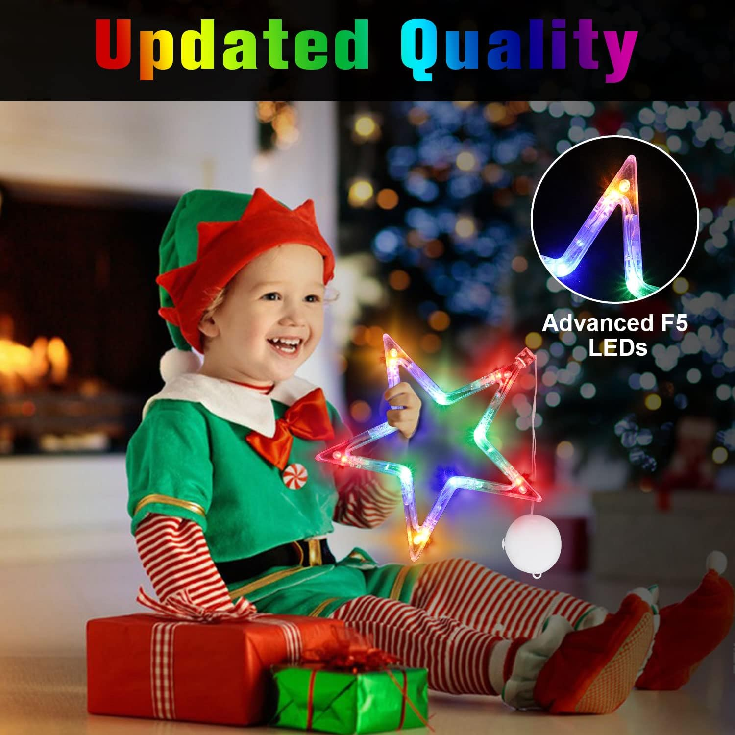 3Pcs Christmas Window Hanging Lights, Battery Powered Window Lights Silhouette Decoration Lighted Christmas Tree &Jingle Bell &Star Shaped with Suction Cup for Xmas, Balcony,Party,Indoor Outdoor Decor image number 6