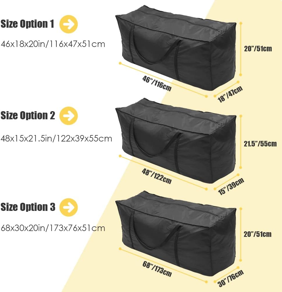 Gicov Patio Cushion Storage Bag Waterproof Extra Large Outdoor Furniture Bag Christmas Tree Storage Bag with Zipper and Handle Indoor Home Multi-Function Organizer (122X39X55Cm)