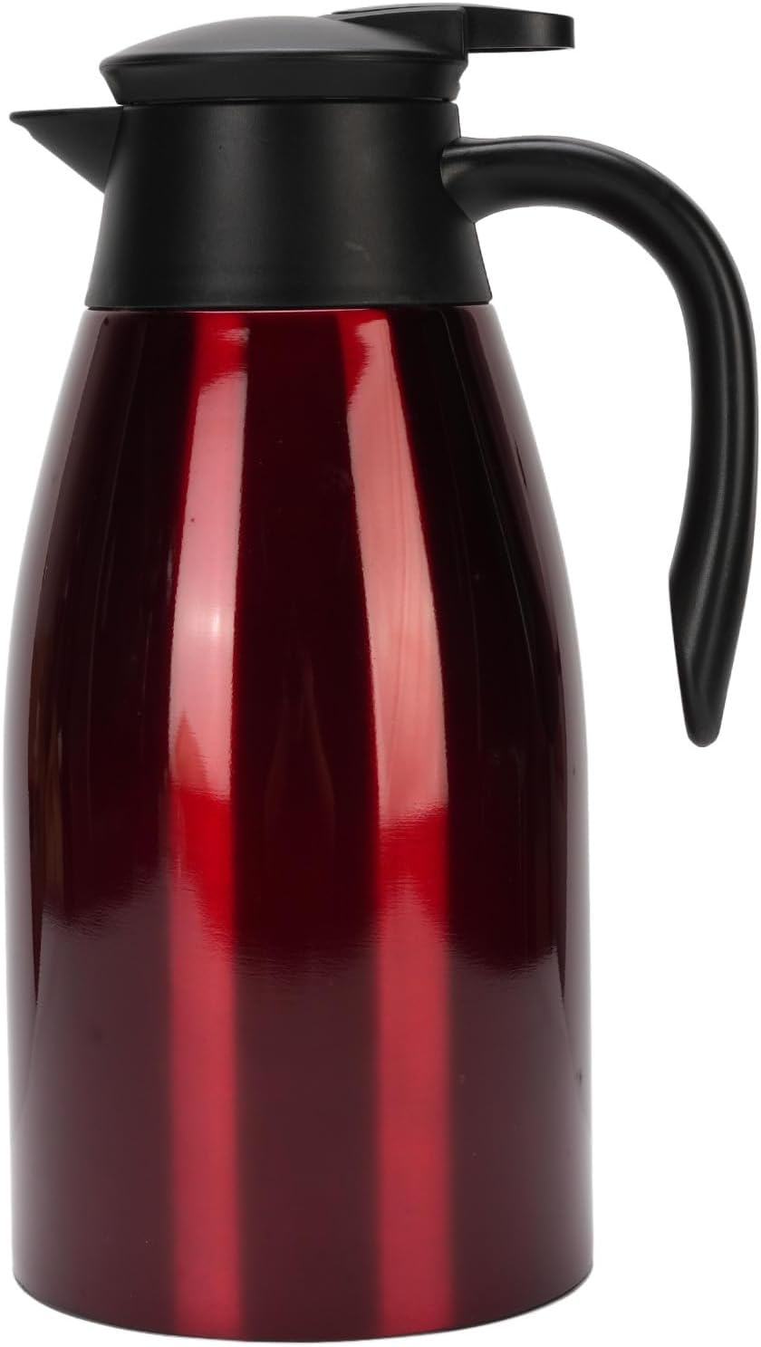Thermal Coffee Carafe 68Oz / 2L, Coffee Carafe for Keeping Hot, 12 Hours Hot Beverage Dispenser, Insulated Stainless Steel Carafe for Hot Liquids, Coffee Dispenser for Parties, Red image number 6