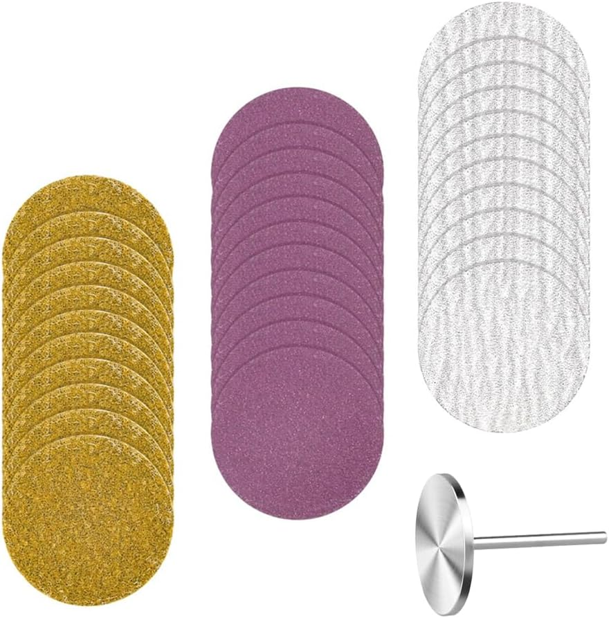 Namvo 60 PCS Colored Pedicure Sandpaper for Grinding Dead Skin and Calluses on the Soles of Feet Sand Piece Set Replacement Sand Piece with Bearing