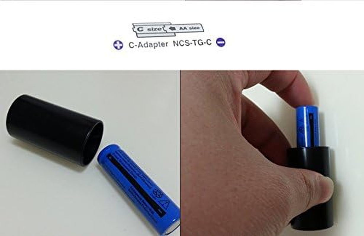 Lampvpath 10PCS AA to C Size Battery Adapter Case, AA to C Size Spacers, AA to Size C Battery Adapter Converter Case(10 Pack Black) image number 2