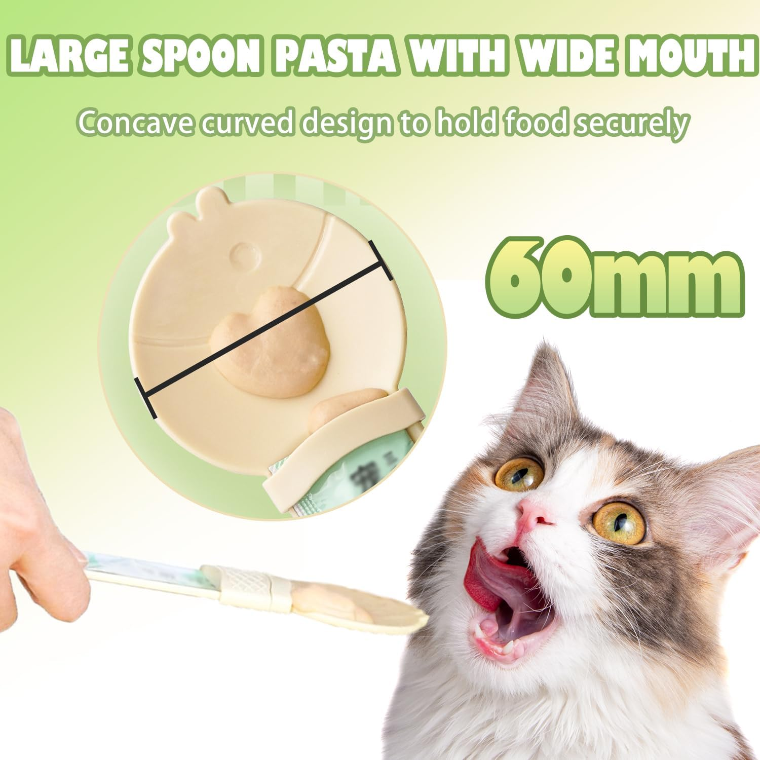 UTXN 2 Pcs Cat Treat Spoon Cat Strip Squeeze Spoon Cat Treat Feeding Spoon Cat Strip Squeeze Feeder Happy Spoon for Cat Treats Cat Treat Spoon for Wet Food(Yellow/Green) image number 3
