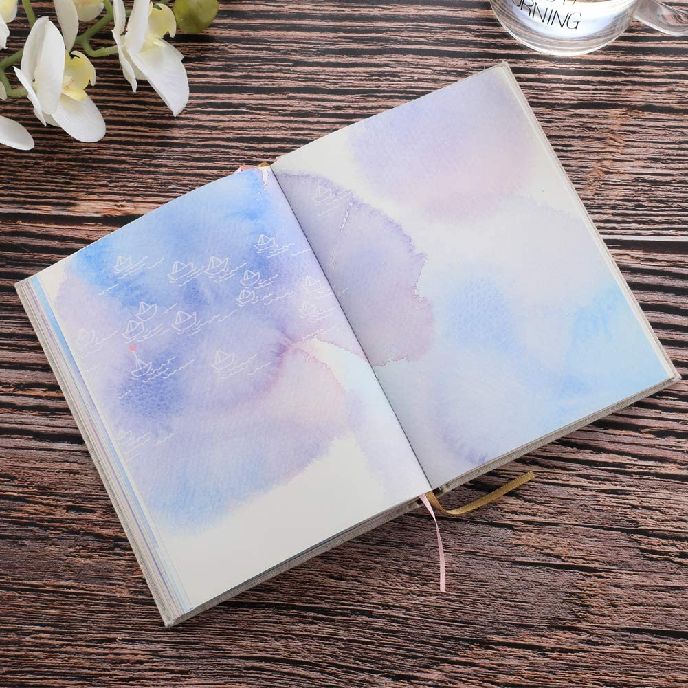 Siixu Colorful Blank Notebook, Unlined Journals to Write in for Women and Girls, Hardcover Personal Diary, Unique Pretty Watercolor Design, 192 Pages, 2 Bookmarks, Unruled