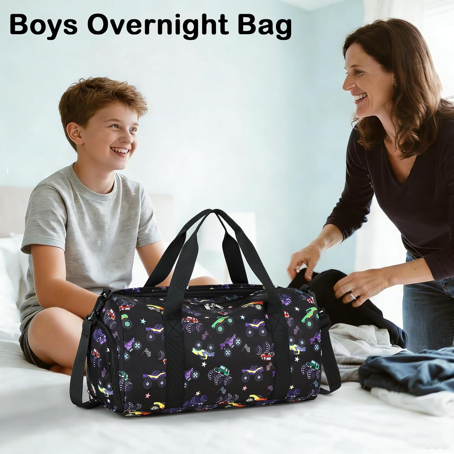 Gym Bag Sports Duffle Bag with Wet Pocket Weekender Overnight Bag with Waterproof Shoe Pouch and Air Hole for Men Women Travel Foldable Bag image number 4