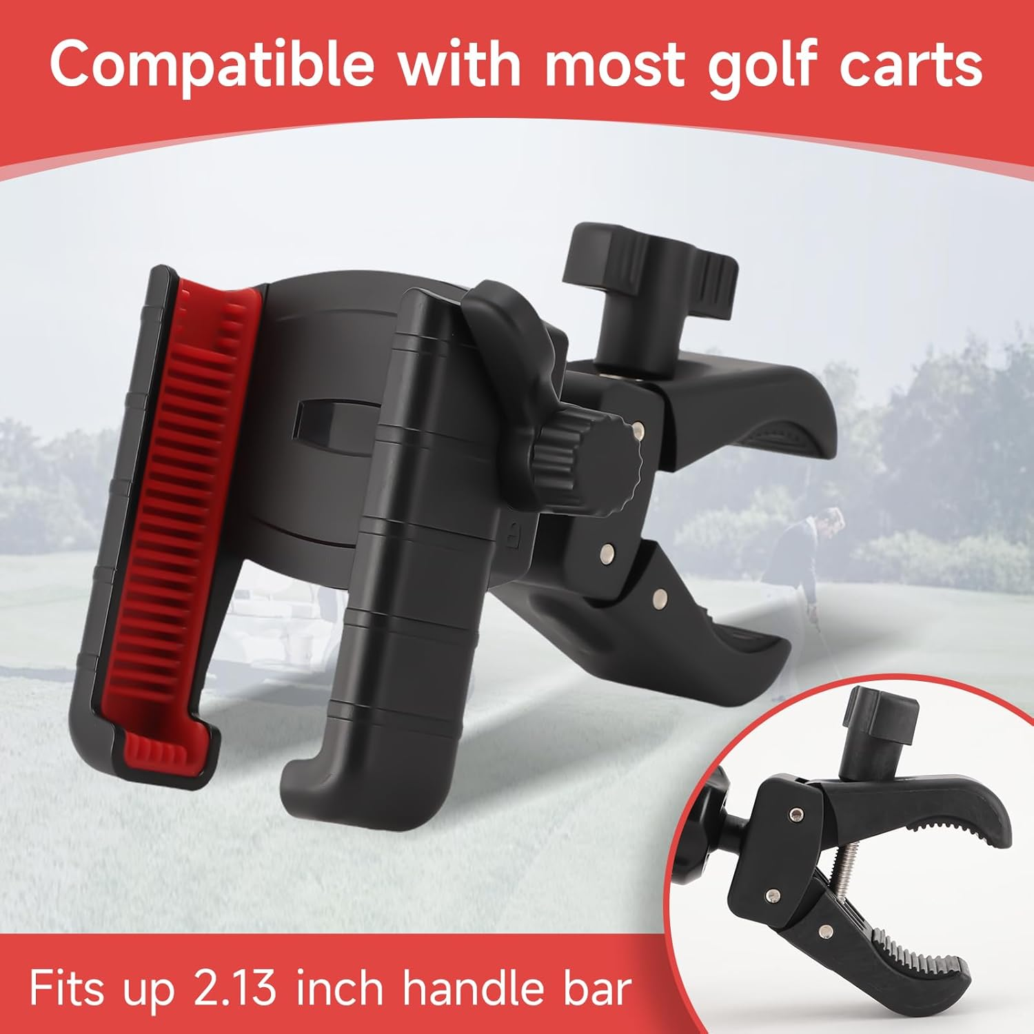 ZEMBSOYA Golf Cart Phone Holder,Bike Phone Holder with 360 Degree Rotation Compatible with Most Smartphones and Phone Cases image number 3