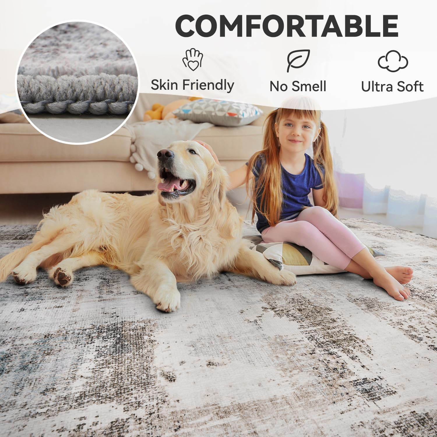 Area Rugs for Living Room 8X10 Machine Washable Carpet Rug Abstract Modern Rugs for Bedrooms Dining Room image number 5