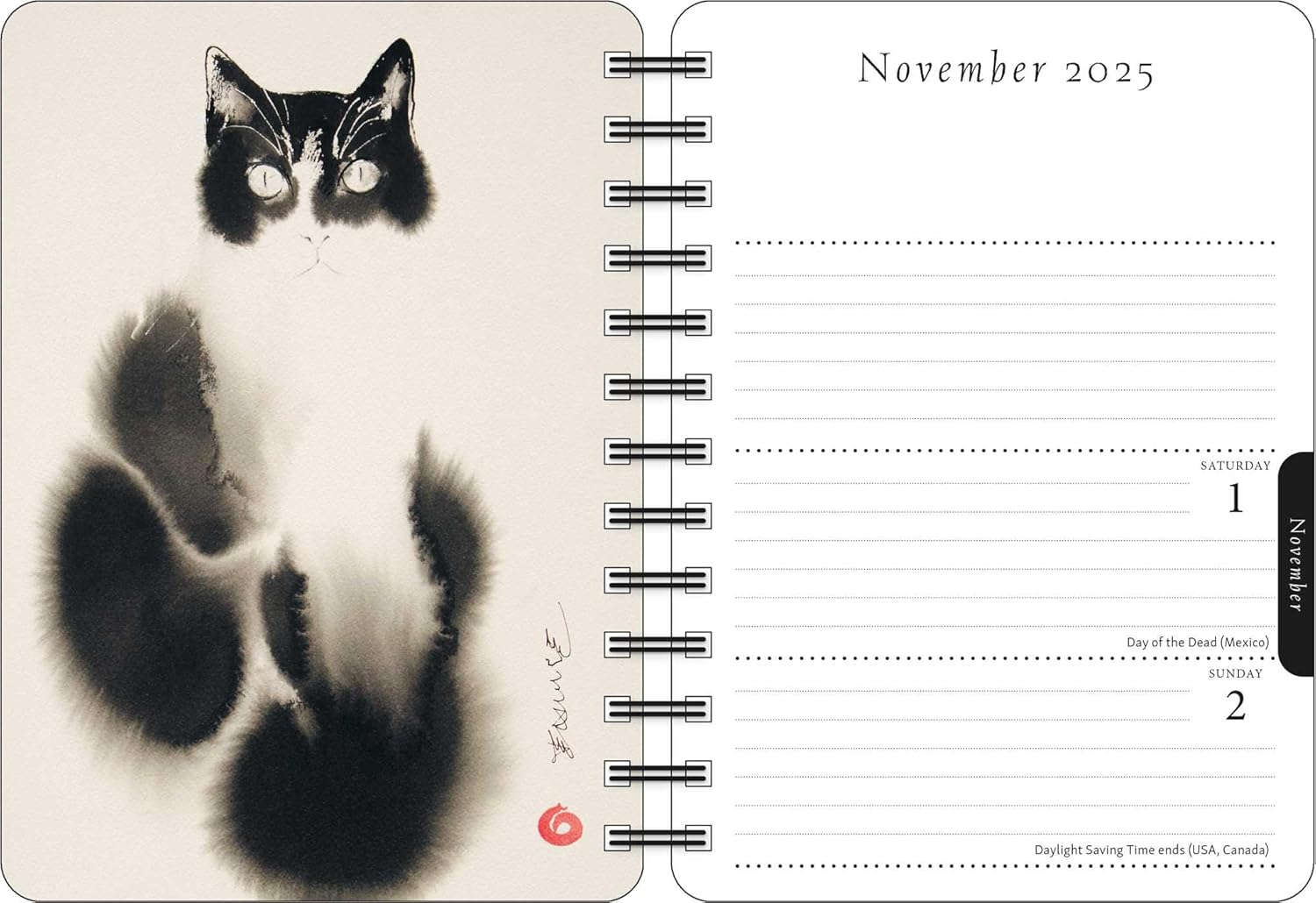 The Artful Cat 2025 Weekly Planner Calendar: Brush and Ink Watercolor Paintings by Endre Penov&agrave;c image number 2