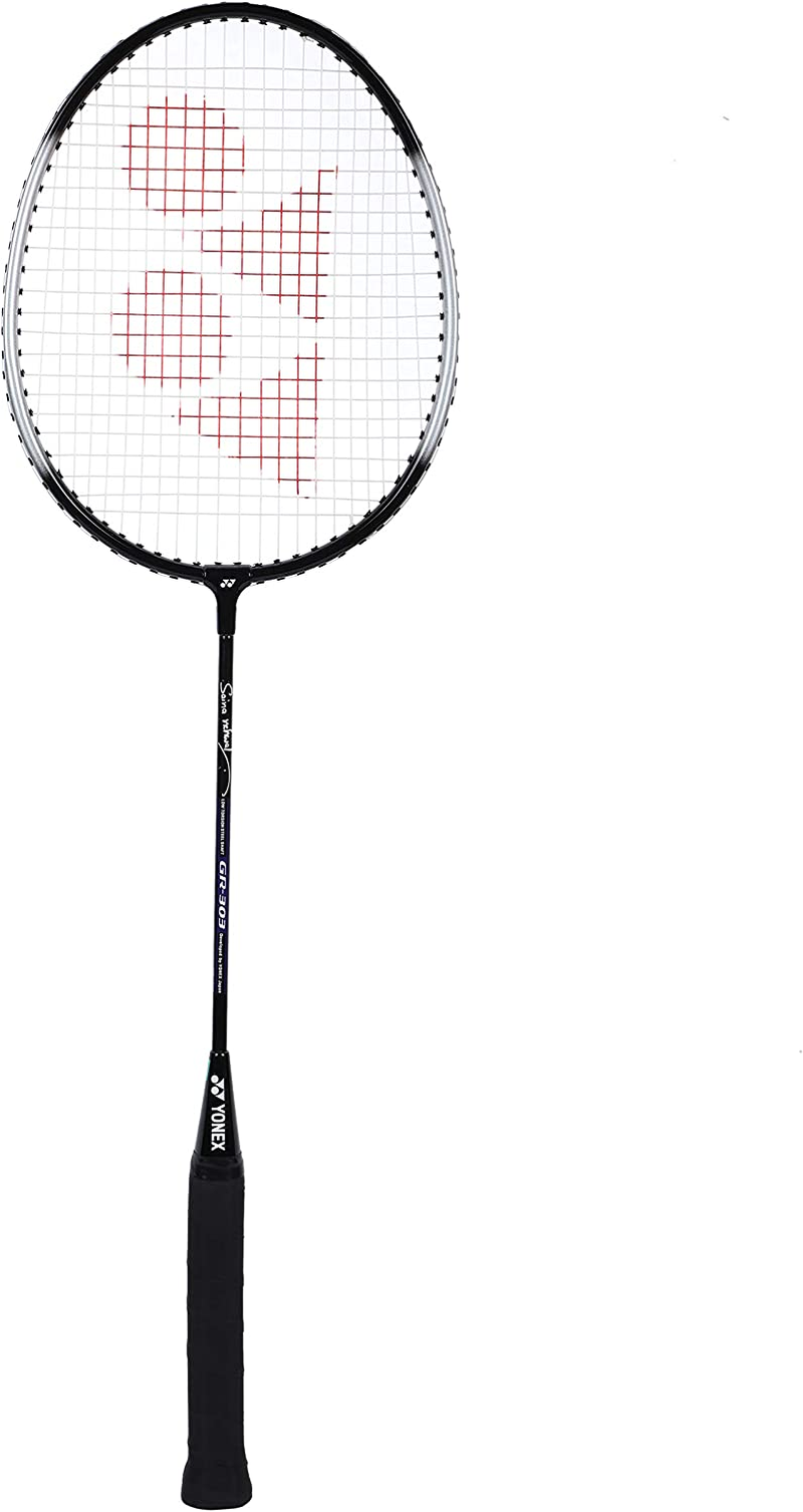 YONEX GR 303 Saina Nehwal Special Edition Aluminium Strung Badminton Racket with Full Racket Cover (Black) | for Beginners | 95 Grams | Isometric Head image number 5