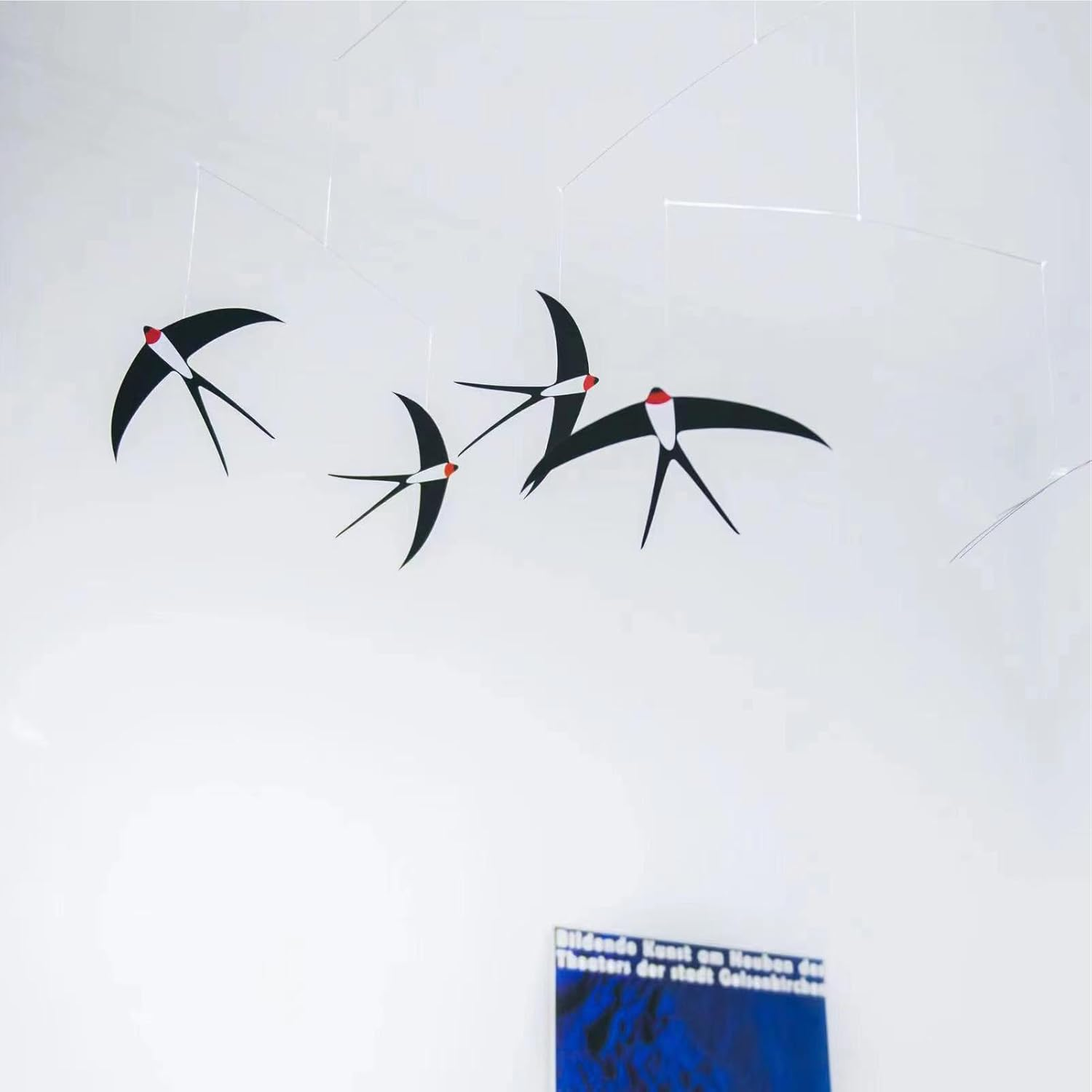 Handcrafted Flying Bird Mobile &ndash; 5Pcs Indoor Wind Chime Swallow Set for Artistic Home D&eacute;cor | Hanging Ornaments for Living Room, Bedroom, or Kitchen, Elegant Wall Accent Gift Idea image number 6